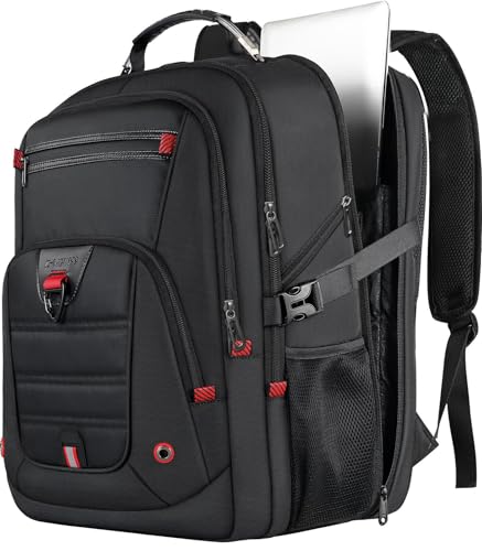Z-MGKISS 52L Extra Large Travel Backpack for Men&Women, Fit 17.3" Laptops | LifetimeWarranty, Large Capacity, Long-Term Durability, TSA Friendly,Anti-Theft,Water Resistant,Business,College Rucksack Bag - color: Black, size: 17.3 Inch (20''x15''x10'')