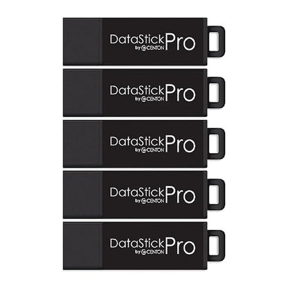 Centon DataStick Pro USB 3.2 Gen1 Flash Drive 128GB 5-Pack Black High Speed - size: 128 GB (Pack of 5)