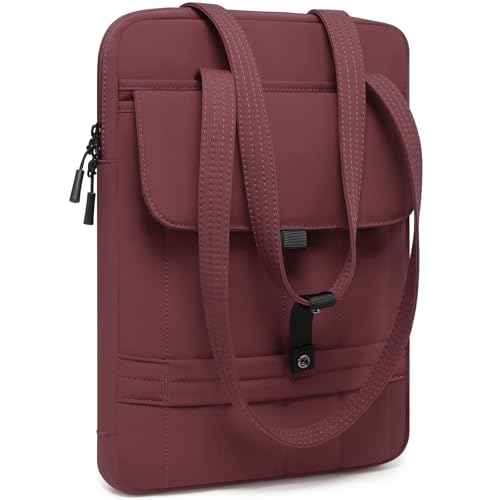 HYZUO 15-16 Inch Puffy Laptop Sleeve Padded Handbag for MacBook Pro 15/16, 15" 15.6" Dell/HP/Lenovo/Asus/Acer/Samsung Notebook Chromebook, Women Slim Shoulder Bags Work Daily Bag, Wine Red - color: Wine Red, size: 15-16 Inch