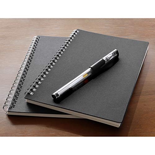 ZZTX 8 x 6 Inch Spiral Notebook Kraft Cover 140 Pages 1 Pack (Black) | College ruled, 70 Sheets, Wirebound