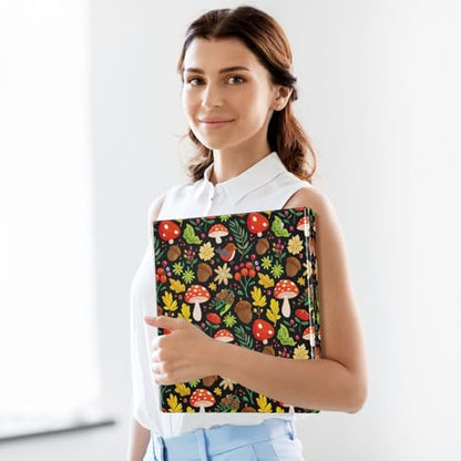 3 Ring Binder with Clipboard, D Rings Holds 200 Sheets, Heavy Duty Binders Folder for School Office, Waterproof PVC Cover with 3 Interior Clear Pockets, Mushrooms