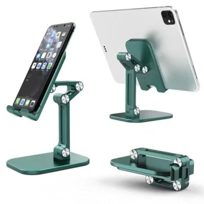 Foldable Height Adjustable Phone Tablet Stand Multi-Angle Portable Desktop Holder EVA Pad for Lazy Watching Office (Green) - color: GREEN