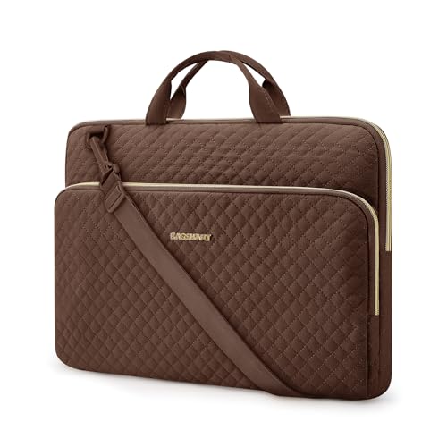 BAGSMART 15.6 Inch Laptop Case Sleeve Compatible with MacBook Pro 16 Inch,15.6 Inch HP,Dell,Acer Aspire,Asus Notebook, Lightweight Laptop Bag for Women with Shoulder Strap,Pocket,Handle, Coffee Brown - color: Coffee brown, size: 15.6 Inch