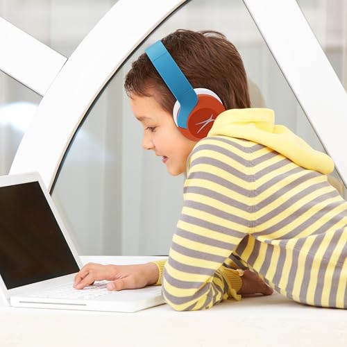 Altec Lansing Kid Safe Noise Cancelling Wireless Headphones 15H Battery, 85dB Volume Limit, Foldable Design Powerful Sound, Active Noise Cancellation Perfect for Kids Ages 7+ - color: Turquoise Orange