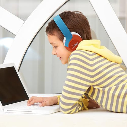 Altec Lansing Kid Safe Noise Cancelling Wireless Headphones 15H Battery, 85dB Volume Limit, Foldable Design Powerful Sound, Active Noise Cancellation Perfect for Kids Ages 7+ - color: Turquoise Orange