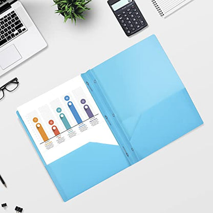 Mr. Pen- Plastic Folders with Pockets and Prongs, 10 Pack, Letter Size, Flexible Plastic Folders with Prongs - color: Bright Colors, size: 10 Pack