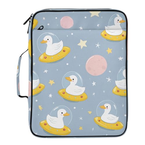 Blue Star Goose Planet Accordion File Organizer Expanding File Folder Zipper Binder 3 Ring with Handle 500 Sheets Capacity Document Organizer Storage Bag Multi Pockets Design - color: Blue Star Goose Planet