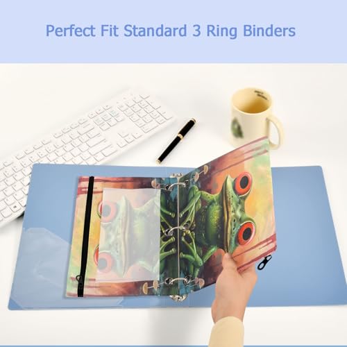 Studying 2 Pack Surrealism Red Eye Frog Art Painting 3 Ring Binder Pencil Pouch Bags,Clear Window Zipper Storage Case for Boys Girls School Office Supplies Cosmetics Organizers - color: Multi-frog