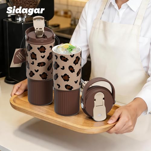 26oz Insulated Water Bottle with Dual Lid, Aesthetic Chocolate Brown Tumbler, 316 Stainless Steel Coffee Mug, Leakproof Minimalist Cup, 24H Cold, Earth Tone Gift for Her, Office Ready - color: Chocolate
