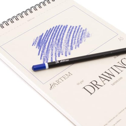 Hartem - Drawing Paper | Wirebound Pad of 60 Sheets | 90g/m2 Weight | Size A5 (14,8 x 21 cm) - Artist Paper for Adults and Students - Sketch Book, Mixed Media, Markers and Art Journaling - size: A5 (14,8 x 21 cm)
