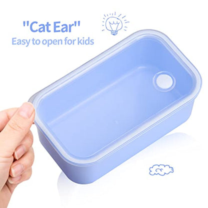Genteen Small Kids Snack Containers for School 3 Compartment Travel Snack Containers with Dividers Portion Control Lunch box for Kids with Leak-proof Lids BPA Free (Purple + Blue) - color: 2P-Purple + Blue