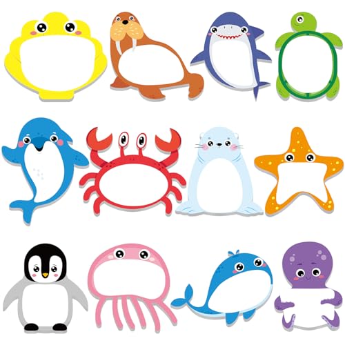 Yinder 24 Pads Cute Sticky Notes Fun Kawaii Ocean Animal Sticky Notes Pads Bulk Cartoon Memo Self Adhesive Gift Back to School Veterinary Office School Tab Party Supplies - style: Ocean Animals