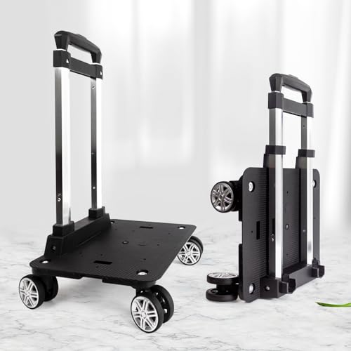 Backpack Trolley Wheeled Cart-Backpack Hand Truck with Luggage Strap,Aluminium Alloy Folding Trolley Cart for Bags Backpack Travel Luggage Cart - size: 4 Wheels with Standard Base