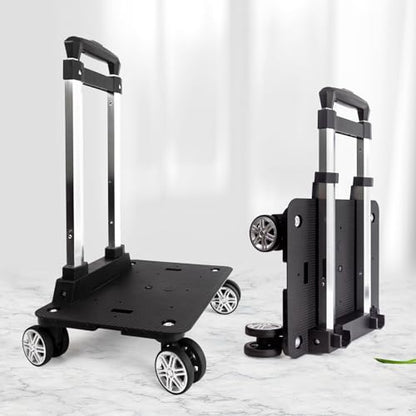Backpack Trolley Wheeled Cart-Backpack Hand Truck with Luggage Strap,Aluminium Alloy Folding Trolley Cart for Bags Backpack Travel Luggage Cart - size: 4 Wheels with Standard Base