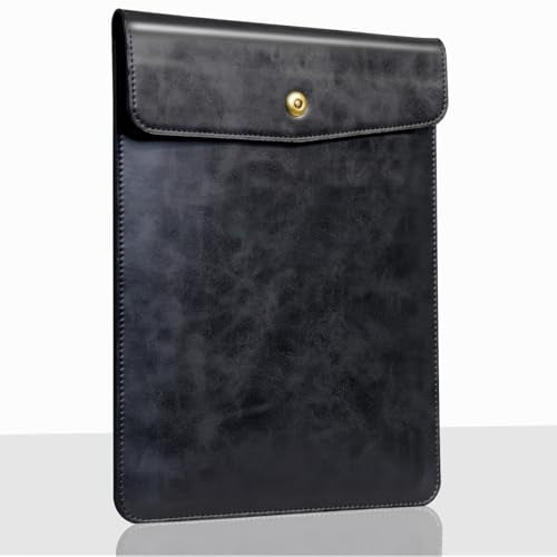 Leather Laptop Sleeve 13 Inch Compatible with MacBook Neo 13" 2026 & MacBook Air/Pro 13" (M5/M4/M3/M2/M1, 2025-2018), Magnetic Buckle Closure Protective Case Cover,Black - color: Vertical Black, size: For MacBook 13"