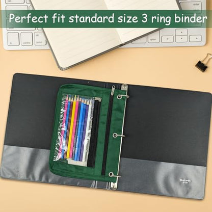 YoeeJob 1 Pack Pencil Pouch for 3 Ring Binder, Expandable Binder Pouches with Zipper, Large Capacity Pen Holder Case with Clear Window School Class Office Organizers, Teal - color: Teal