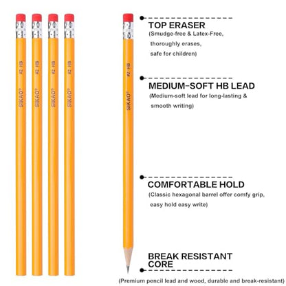 Pencils, 12Pack Number #2 HB Wood Pencils with Erasers for Kids Sketching Drawing, Classroom Must Haves Essentials for Teachers, School Supplies