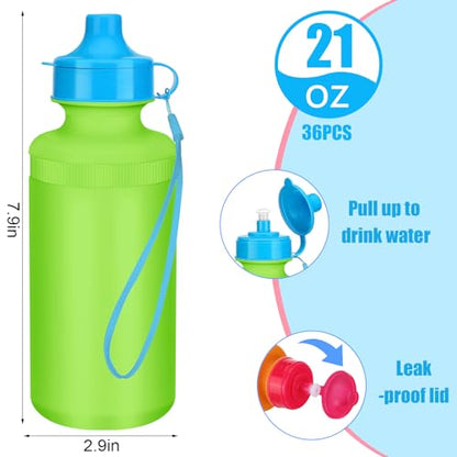 Zubebe 36 Pcs Sports Water Bottles Bulk Squeeze Reusable Plastic Water Bottles Back to School Supplies Summer Gifts for Students School Travel Hiking Cycling Event Team Gift - color: Rainbow Color