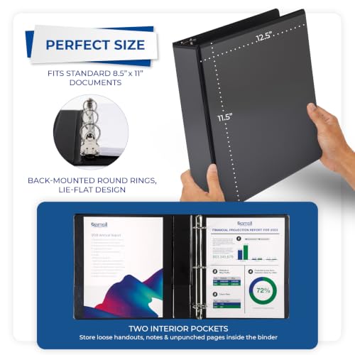 Samsill 1.5 Inch 3 Ring Binders, Economy Round Ring, Clear View Cover, 325 Sheet Capacity - for School, Home, Office - Black, 6 Pack - size: 6-Pack, style: 1.5 Inch