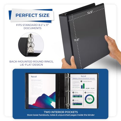 Samsill 1.5 Inch 3 Ring Binders, Economy Round Ring, Clear View Cover, 325 Sheet Capacity - for School, Home, Office - Black, 6 Pack - size: 6-Pack, style: 1.5 Inch
