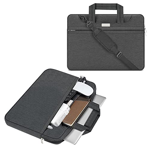 HESTECH 14 Inch Laptop Sleeve Bag Compatible with Apple Macbook Air 13in M3/MacBook Pro 14in M3 MAX/HP/Dell/Lenovo/Samsung/ASUS,Travel Laptop Shoulder Bag,BLACK - color: Black, size: 14"-15-15.4 inch