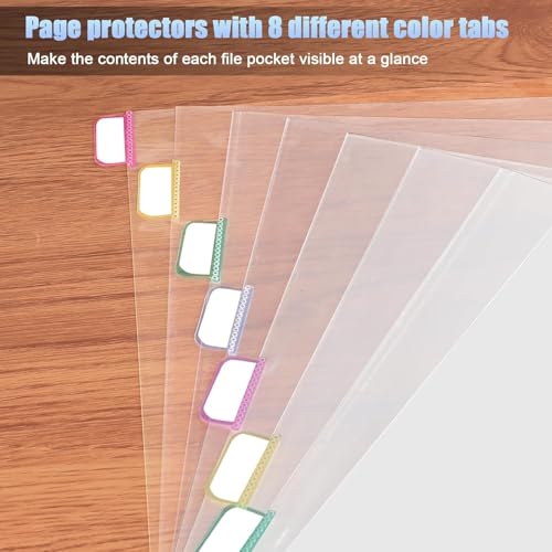 HABGP 96Pcs/12 Set Clear Binder Sheet Protectors - 8.5x11 Letter Size, 8 Tab Plastic Binder Dividers with Pockets and Tabs - size: 12 Set (96 Pcs)