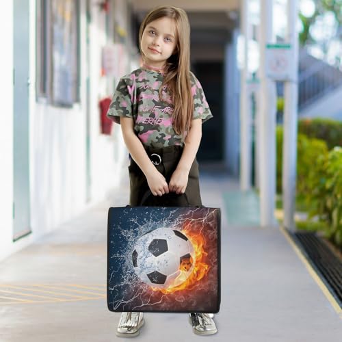 Water Fire Soccer Zipper Binder Bag 3 Ring Binder with Shoulder Strap Zip Up 500 Sheets Capacity Multi Pockets for School Office Supplies - color: Multi2664, size: Fit 500 Sheets