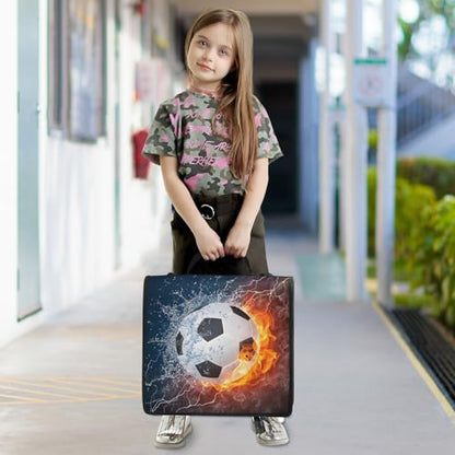 Water Fire Soccer Zipper Binder Bag 3 Ring Binder with Shoulder Strap Zip Up 500 Sheets Capacity Multi Pockets for School Office Supplies - color: Multi2664, size: Fit 500 Sheets