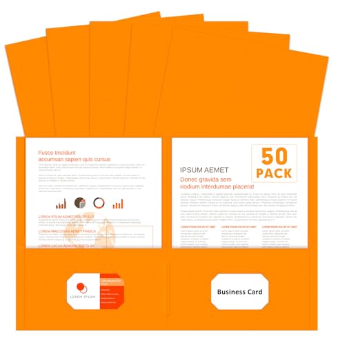 Two Pocket Folders, PANDRI 50 Pack 2 Pocket Folders, Letter Size Paper File Folder for School Office Home Business, Orange - color: Orange
