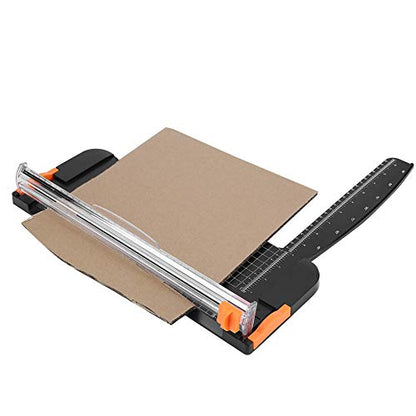Portable Sliding Paper Trimmer, Paper Tool for Craft, and School Supplies, 310mm Cutting Size with Folding Ruler, ABS Plastic Photo Label
