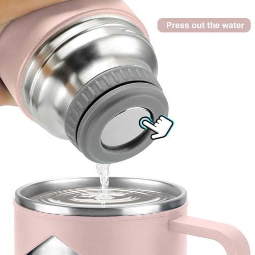 Stainless Steel Thermo 700ml/23.7oz Vacuum Insulated Bottle with Cup for Coffee Hot drink and Cold drink water flask.(Pink,Set) - color: Pink (Set), size: 23.7 Ounces