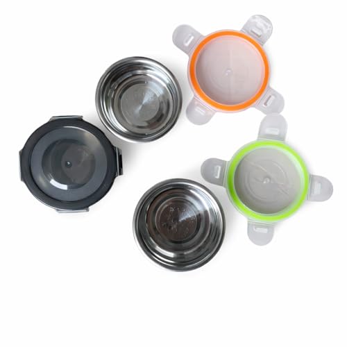 [3 Pack 4 Oz Small Condiment & Dip Containers with Leakproof Lids, Reusable Stainless Steel Bento Box Sauce Cups for Lunches, Picnics & Kitchen Storage (3PC Mixed) - size: 3PC Mixed