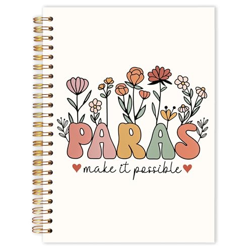 Qabliqo Boho Paraprofessional Gifts Spiral Notebooks, Teacher Assistant Aide Gifts Journals for Writing, Paraeducator Gift Notebook, Make It Possible Floral Journal for Note Taking, 5.5x8.3 Inch - color: Paraprofessional Floral