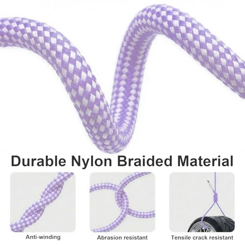 USB C to C Charger Cable, 60W, 3FT, 2-Pack, Purple | Fast Charging, Braided Nylon, for iPhone 17/16/15, MacBook iPad, Galaxy S25/S24 - color: Purple, size: 3FT+3FT
