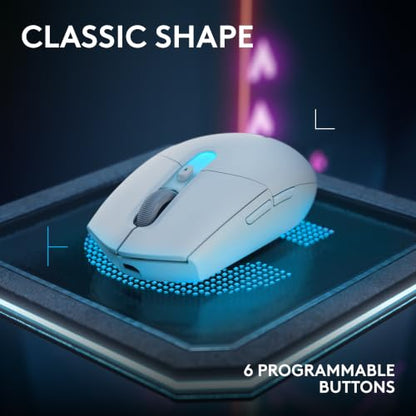 Logitech G305 X SUPERLIGHT Wireless Gaming Mouse, Lightweight 59g, HERO 44K Sensor, RGB lighting, LIGHTSPEED and Bluetooth, 130+ Hr Battery Life, 6 Programmable Buttons, Compatible with PC/Mac - White - color: White, style: Superlight