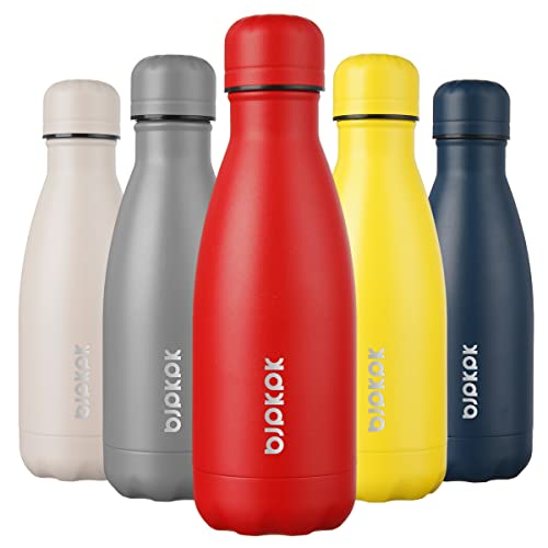 BJPKPK 12oz Insulated Stainless Steel Water Bottles Metal Water Bottle for Travel Keep Cold and Hot,Red - color: A-Red cap, size: 12 Ounces