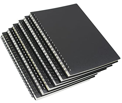 Yansanido Spiral Notebook, 6 Pcs A5 Thick Plastic Black Hardcover 7mm College Ruled 80 Sheets -160 Pages Journals for Study and Work (6 Black A5) - size: 6 Black A5