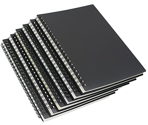 Yansanido Spiral Notebook, 6 Pcs A5 Thick Plastic Black Hardcover 8mm Ruled 80 Sheets -160 Pages Journals for Study and Notes (6 Pcs A5 Black) - size: 6 Pcs A5 Black