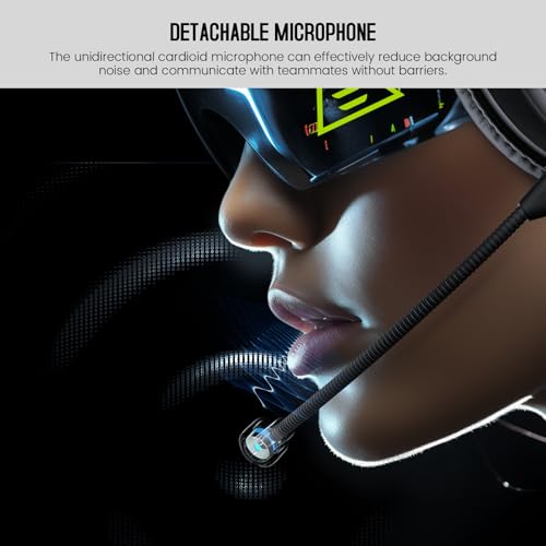 EKSA E900 Headset with Microphone for PC, PS4,PS5, Xbox - Detachable Noise Canceling Mic, 3D Surround Sound, Wired Headphone for Gaming, Computer, Laptop, 3.5MM Jack - color: Black-Sliver