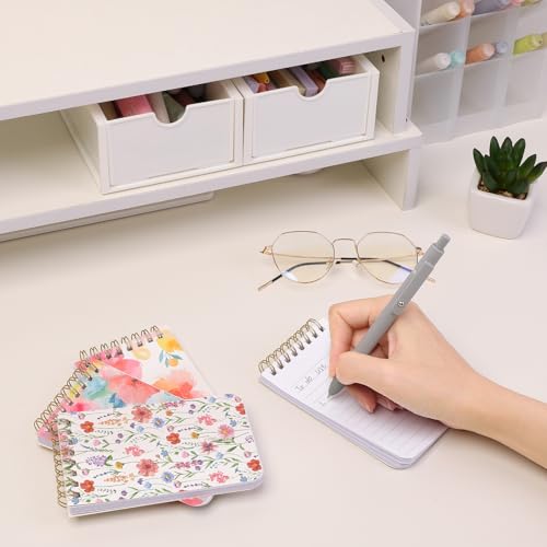 SKYDUE Small Notebooks, 3x5 Pocket Notepads with Aesthetic Covers, Mini Spiral Notebook with Lined Pages for Work Nursing School Essentials, Set Of 8 - color: Flowers
