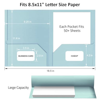 5 Pack Folders with Pockets, 5 Pastel Sweet Colors Paper Pocket Folders | Heavy Duty File Folders, with Business Card Slot, 2 Pocket Folder, for School Office, Letter Size