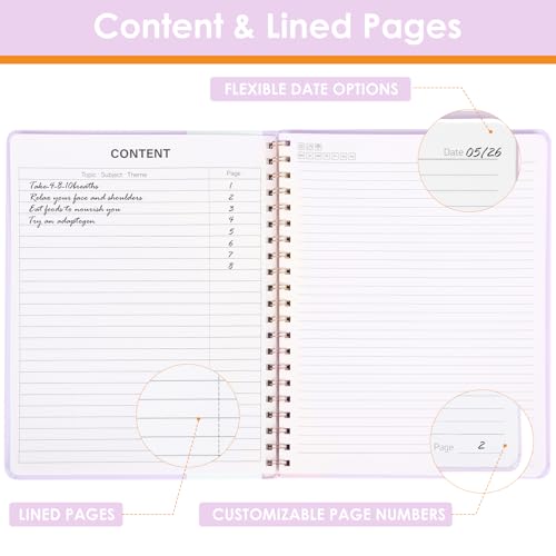 LABUK A4 Large Notebooks for Women Men, Spiral Notebook 8.5 x 11, 110 Pages College Ruled Hardcover Notebook for Work School Note Taking - color: 5-purple, style: A4