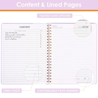 LABUK A4 Large Notebooks for Women Men, Spiral Notebook 8.5 x 11, 110 Pages College Ruled Hardcover Notebook for Work School Note Taking - color: 5-purple, style: A4