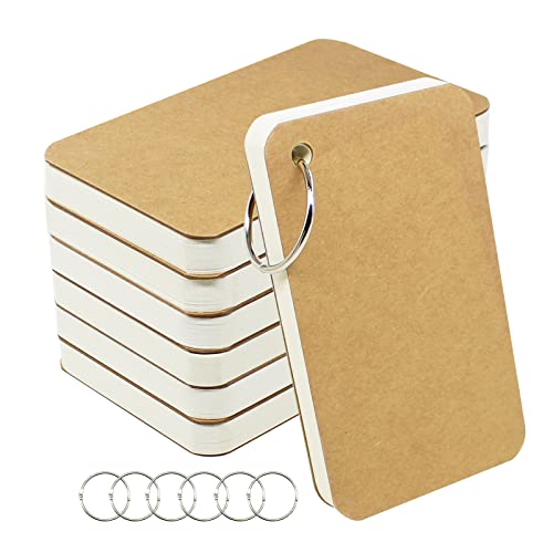zmybcpack 6 Pack 3x5 Inch Blank Flash Cards with Binder Rings (60 Sheets Each Pack), Blank Easy Flip Index Card Mini Study Cards for Studying | Blank Easy Flip Index Card Mini Study Cards for Studying, 60 Sheets Each Pack - size: 3"x5"(6pack blank)