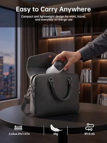 hunart H6 49g Wireless Mouse, Bluetooth & 2.4GHz Rechargeable Mouse, Lightweight Silent Ergonomic Mouse with USB-C Charging, Portable Right-Hand Office Mouse for Laptop, PC, Mac (Black and White) - color: Black and White