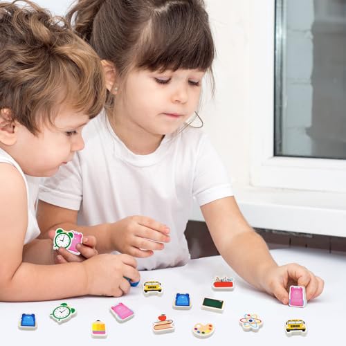 Ceiba Tree 60PCS Back to School Erasers Bulk for Kids Mini School Bus Schoolbag Alarm Pencil Blackboard Eraser for Student Classroom Prizes Stationery Homework Rewards Supplies Party Favors