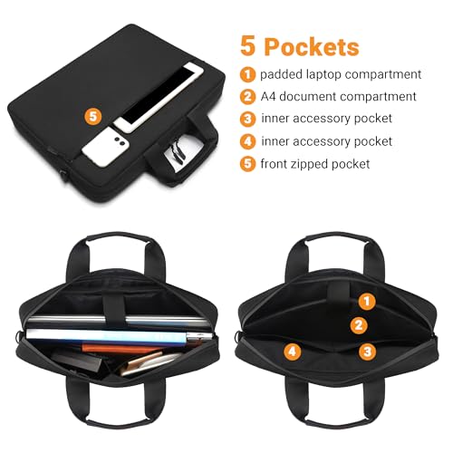 TECOOL Laptop Bag 17 17.3 Inch, Waterproof Laptop Case Sleeve Messenger Bag Briefcase with Shoulder Strap for 17 17.3 Inch Lenovo HP Dell Acer ASUS Notebook Computer Carrying Case, Black | Briefcase with Shoulder Strap for 17 17.3 Inch Lenovo HP Dell Acer
