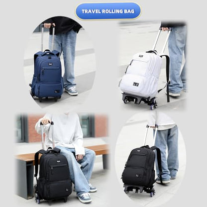 Rolling Backpack for Boys with Wheels Roller Backpack Wheeled School Bag for Teen Boys Blue - color: G 6 Wheels-blue, style: 6 Wheels