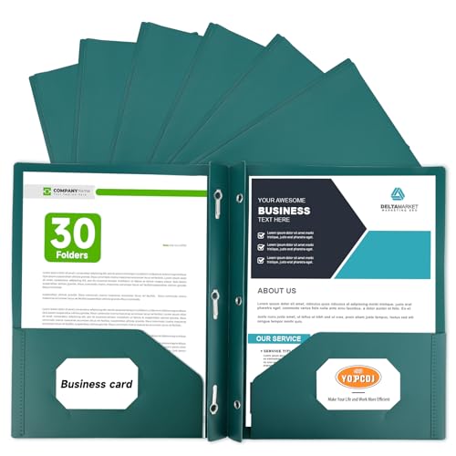 Plastic Folders with Pockets and Prongs,30 Pack Letter Size Two Pocket Folders with 3 Prong, Durable Colored Folders for School, Office, and Home Organization Green - color: Green