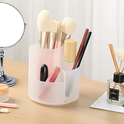 Desk Pencil Pen Holder, 3 Slots 360-Degree Spinning Organizers, Desktop Storage Stationery Supplies, Cute Cup Pot for Office, School, Art Supply, Kids - Clear - color: Clear